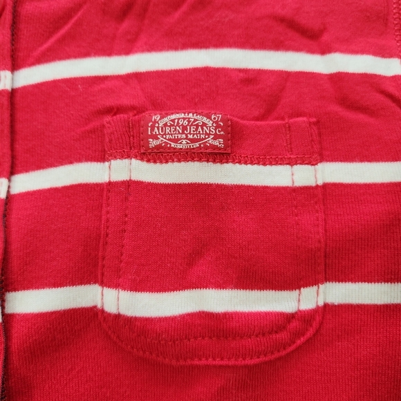 Ralph Lauren Jeans Co. Red and White Striped Three Quarter Sleeve Cotton Henley - Picture 7 of 7